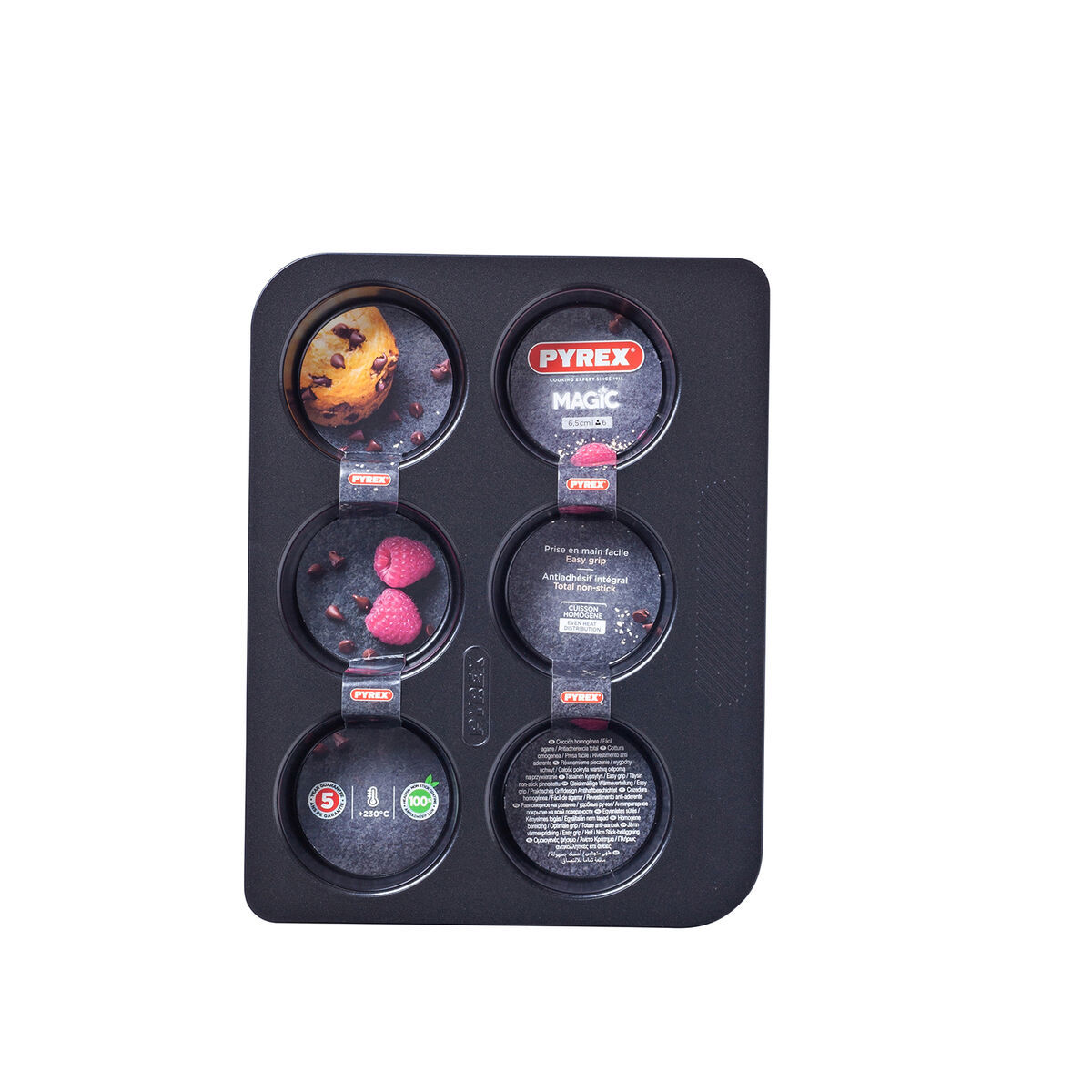 Modele pentru Brioșe Pyrex Magic Negru 24 x 18 x 3 cm (6 Unități)